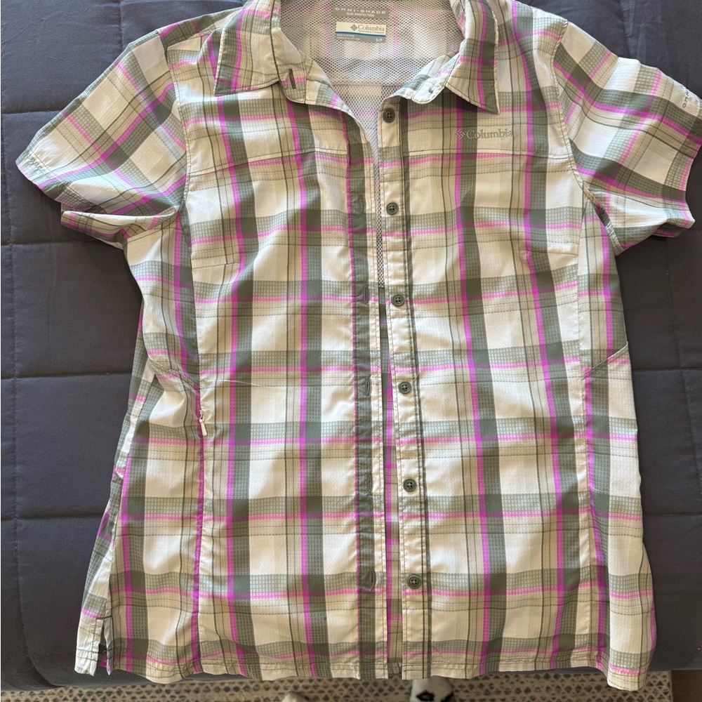 Columbia Women's Plaid Blouse - Pink, Gray, White